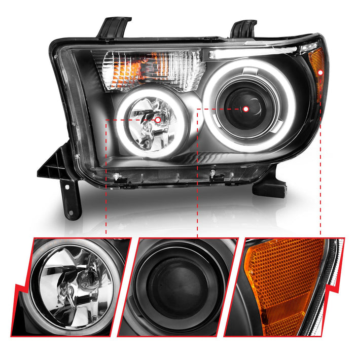 Anzo Projector RX Halo Headlights Black For Tundra (2007-2013)