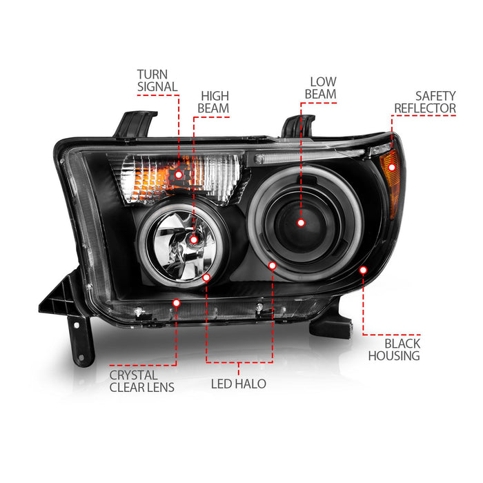 Anzo Projector RX Halo Headlights Black For Tundra (2007-2013)