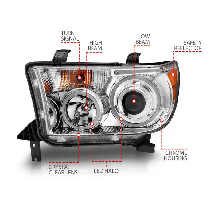 Anzo Projector RX Halo Headlights Chrome For Tundra (2007-2013)