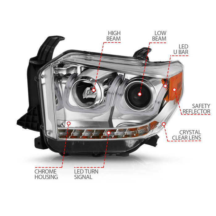 Anzo Projector U-Bar Style Chrome Headlights For Tundra (2014-2021)