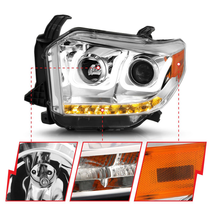 Anzo Projector U-Bar Style Chrome Headlights For Tundra (2014-2021)