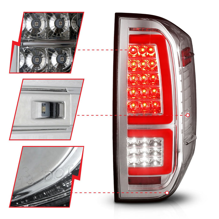 Anzo Full LED Tail Lights Chrome Clear Lens For Tundra (2014-2021)