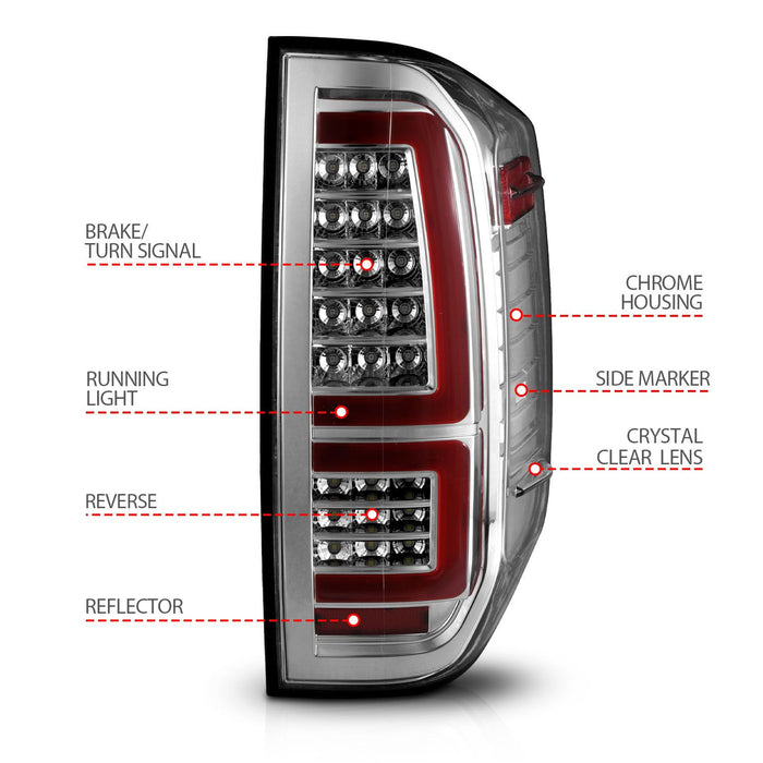 Anzo Full LED Tail Lights Chrome Clear Lens For Tundra (2014-2021)