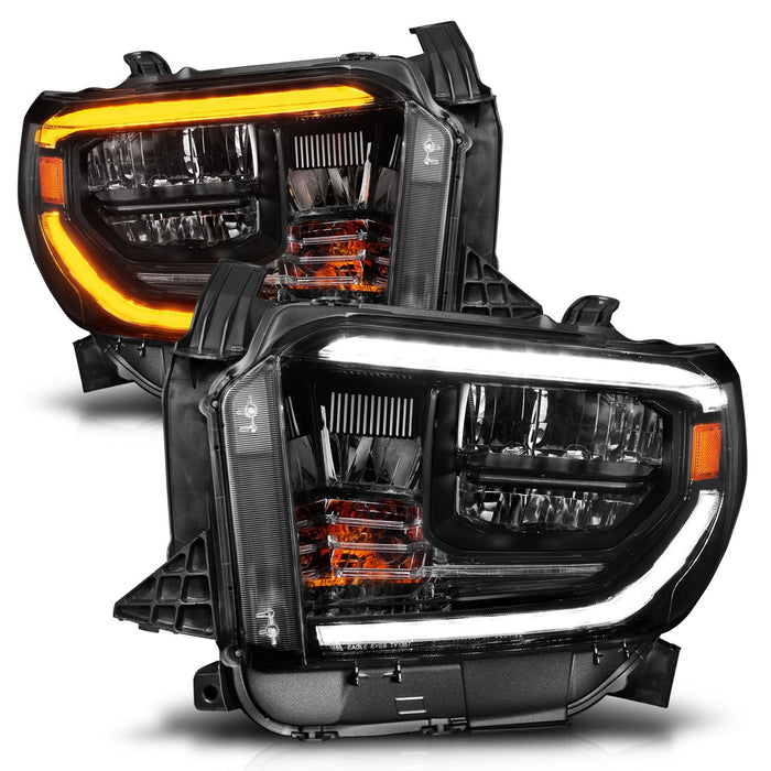 Anzo LED Crystal Switchback Plank Black Headlights For Tundra (2014-2021)